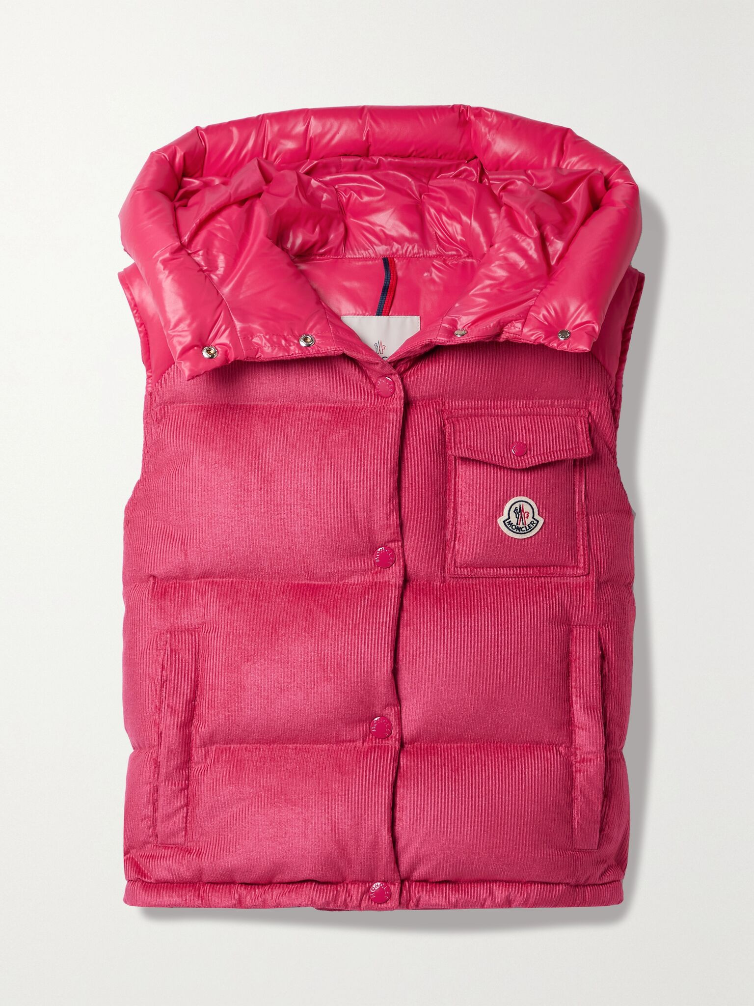 Eau shell-trimmed quilted down cotton-blend corduroy vest Red - 1