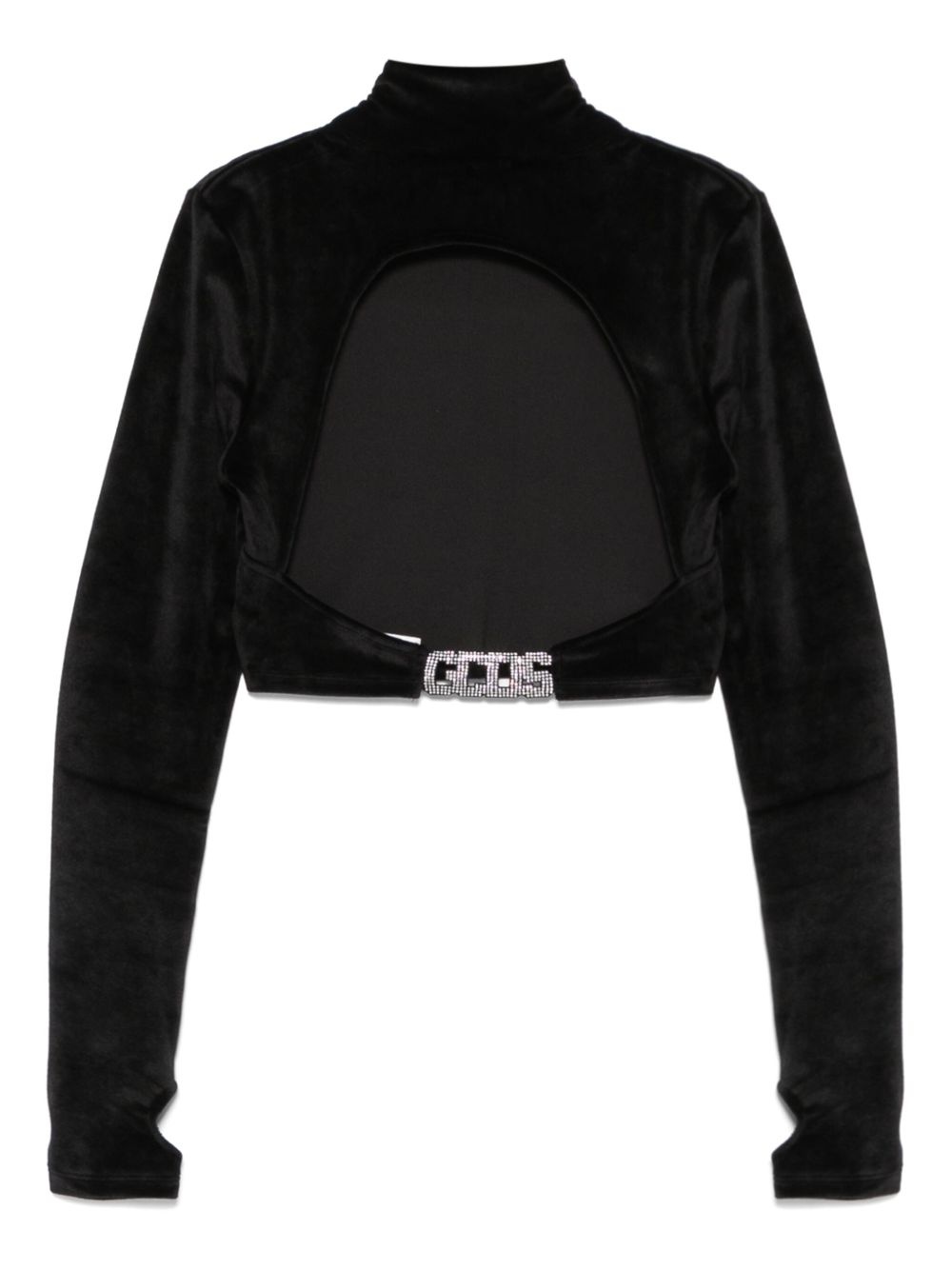 chocker-detailed velvet T-shirt - 2