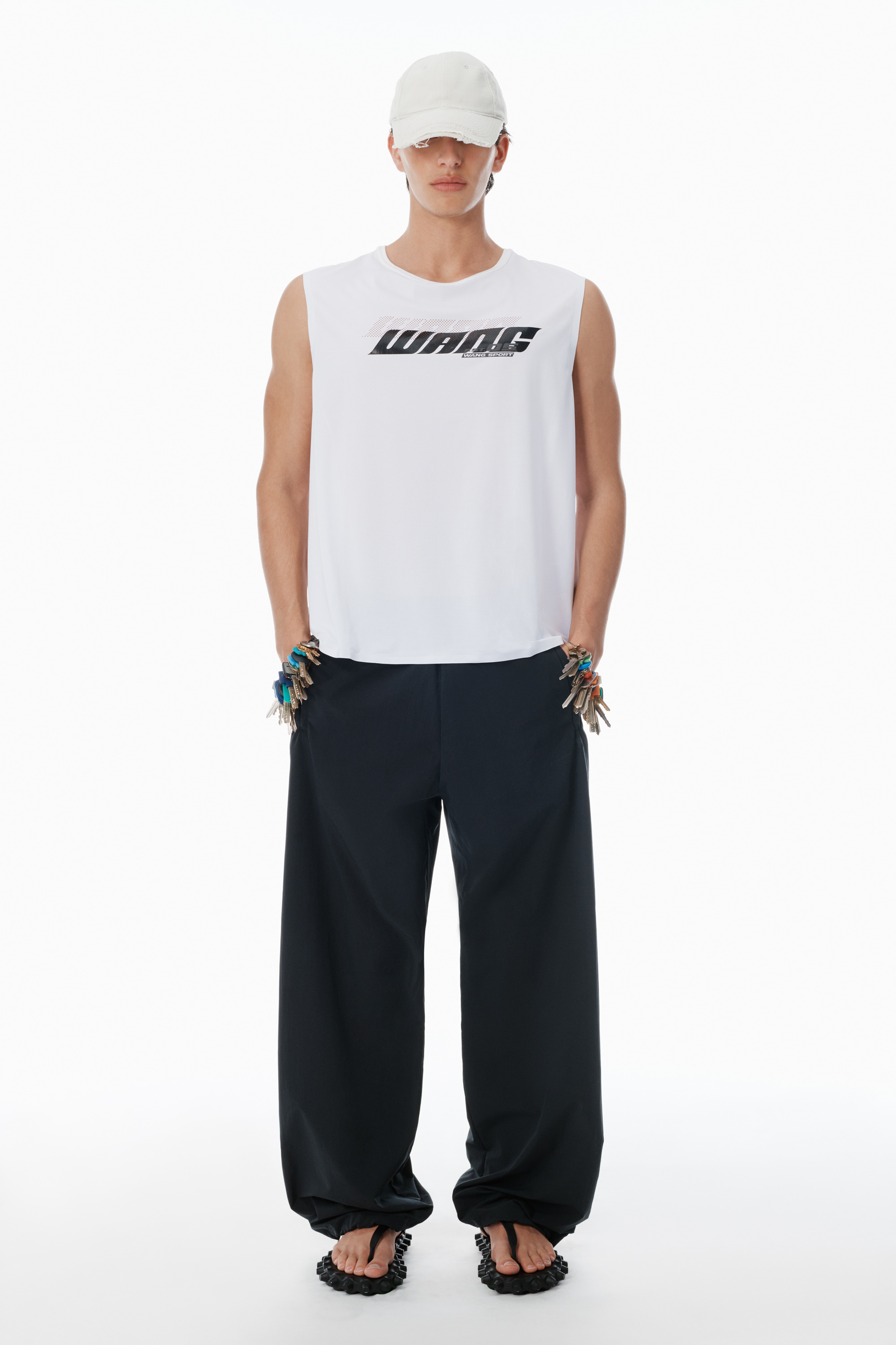White Laser-Cut Logo Muscle Shirt - 5