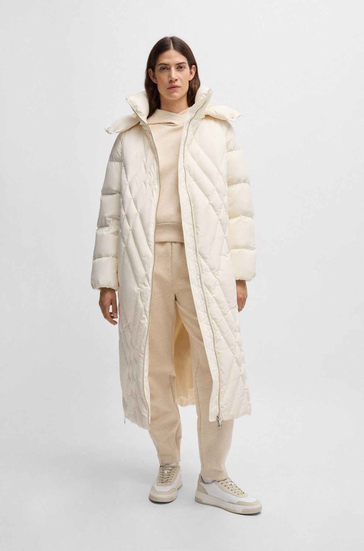 QUILTED DOWN COAT WITH ADJUSTABLE HOOD - 2