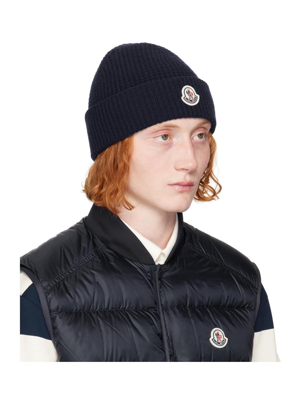 Navy Wool & Cashmere Beanie - 2