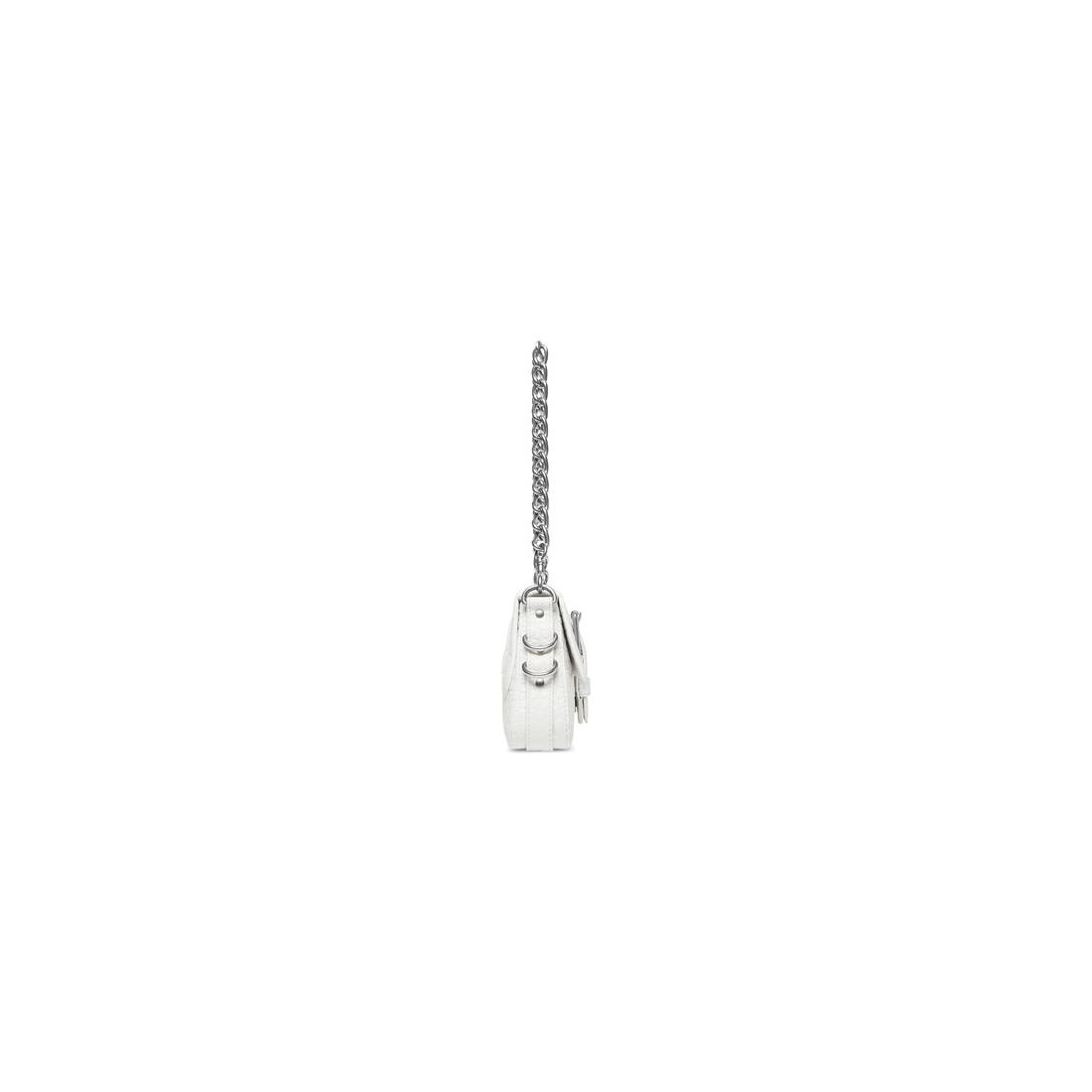Women's Lindsay Small Shoulder Bag With Strap Crocodile Embossed in Off White 4