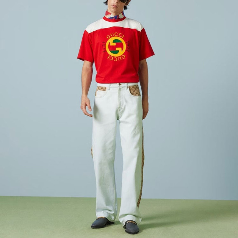 GUCCI Gucci Cotton Jersey T-Shirt With Gucci Print 'Red' 756708-XJFWL-6362 outlook