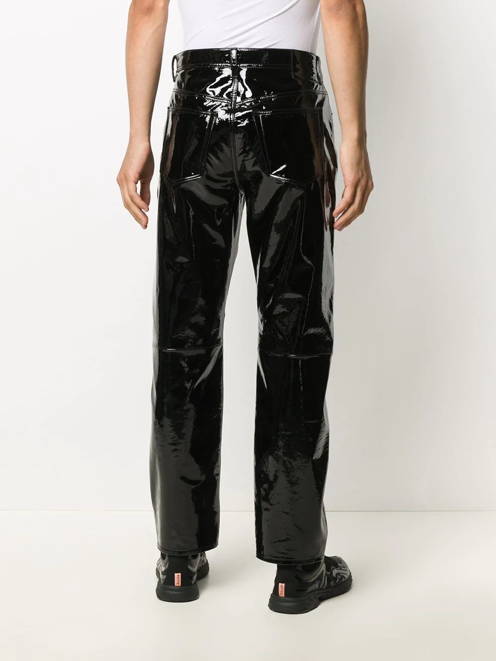 leather straight-leg trousers - 4