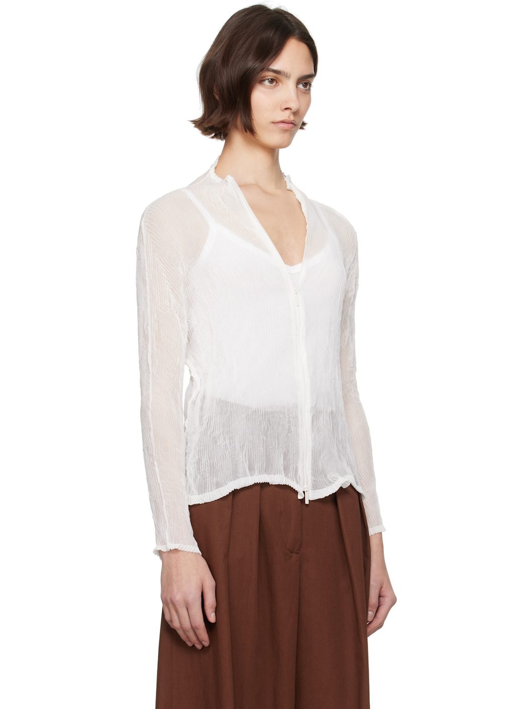 White Chiffon Twist BK/WT-56 Blouse - 2