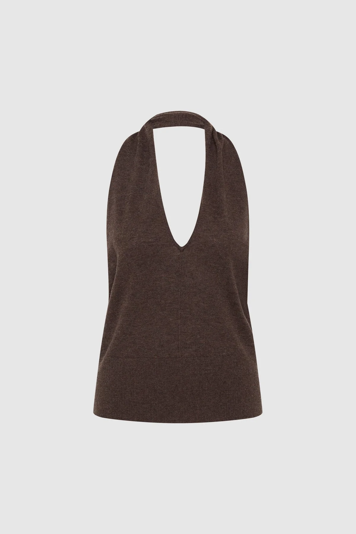 Fine Merino Halter Top - Mulch - 1