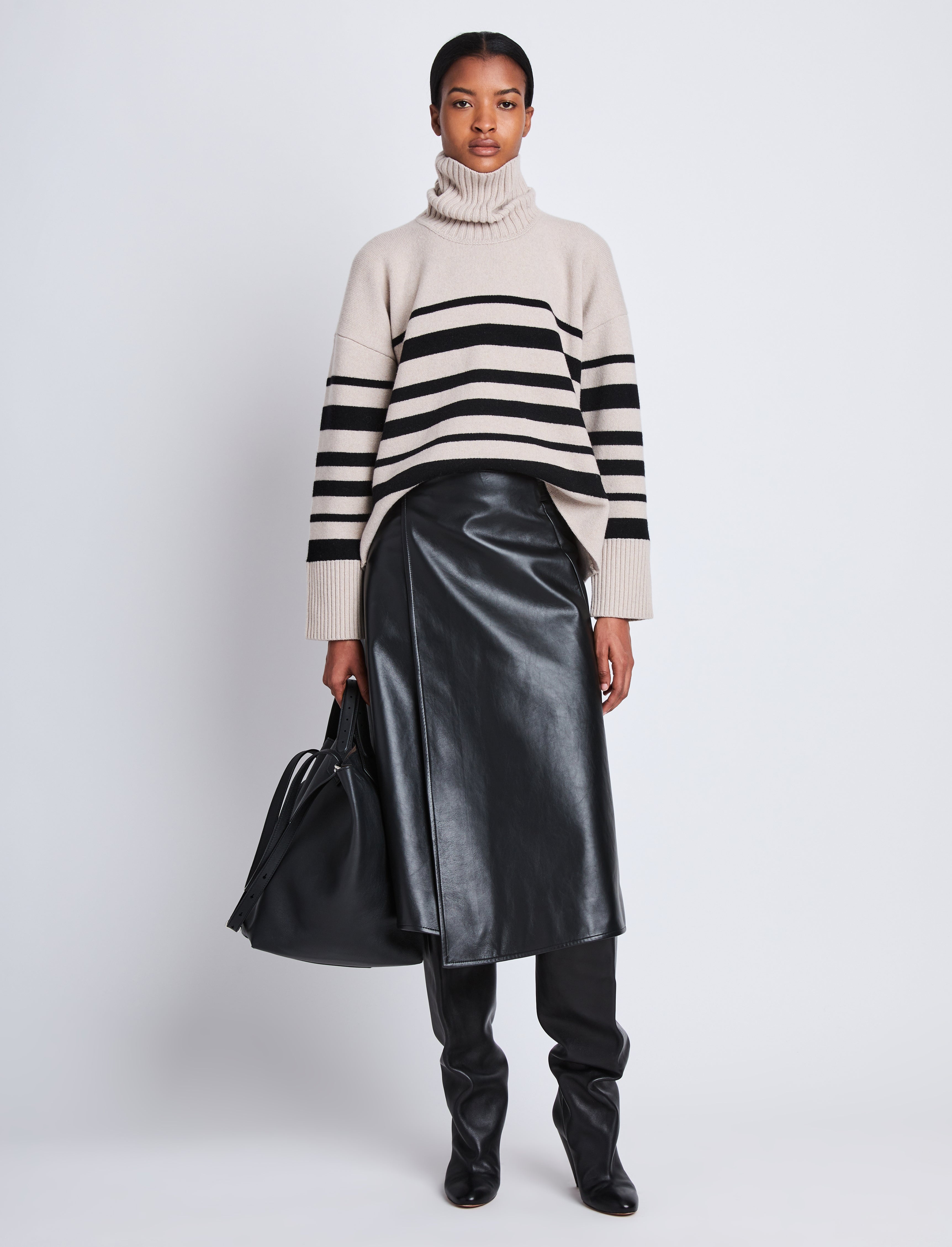 Sandra Turtleneck in Striped Doubleface Cashmere - 3