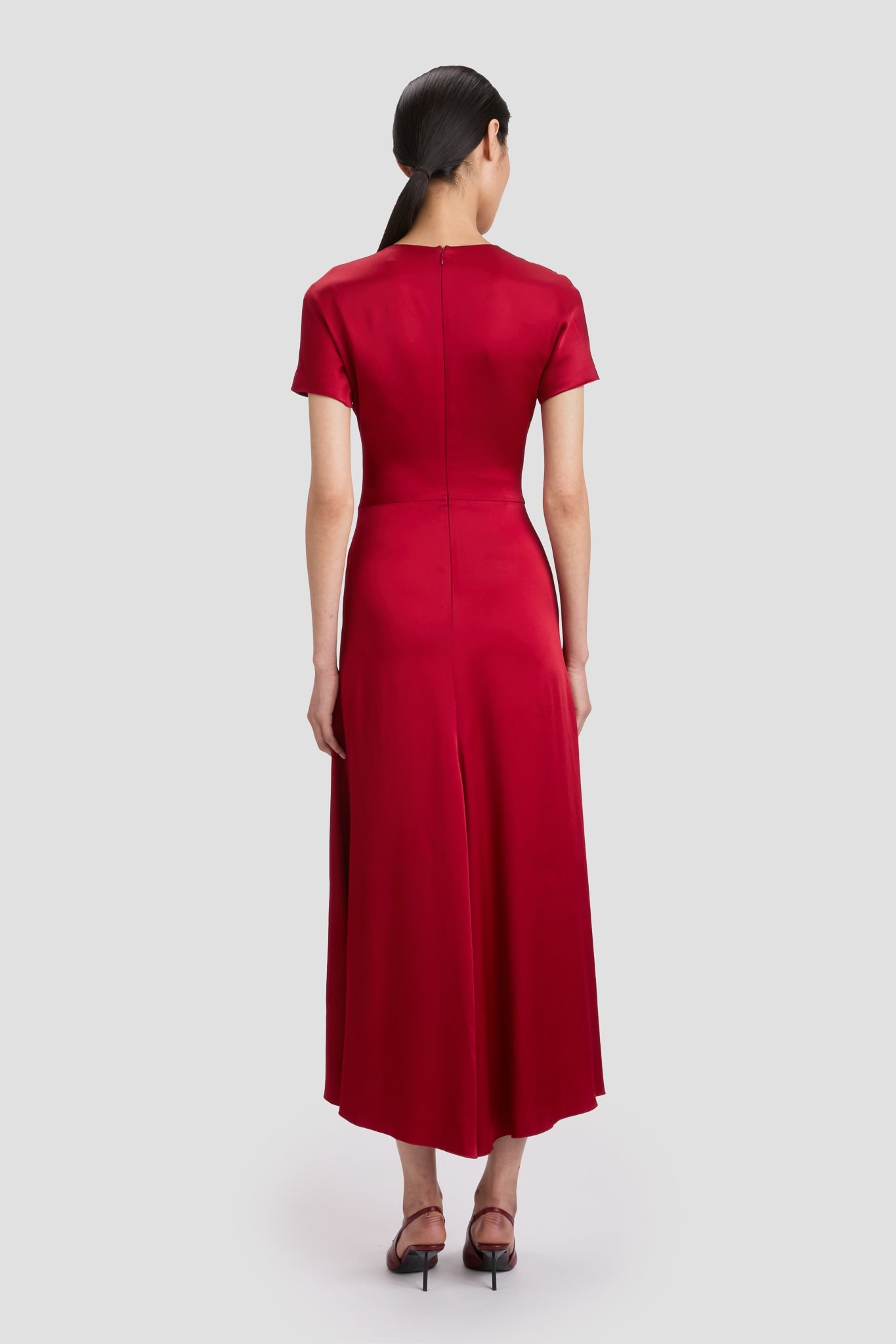 Gathered Detail T-Shirt Midi Dress In Rose - 5