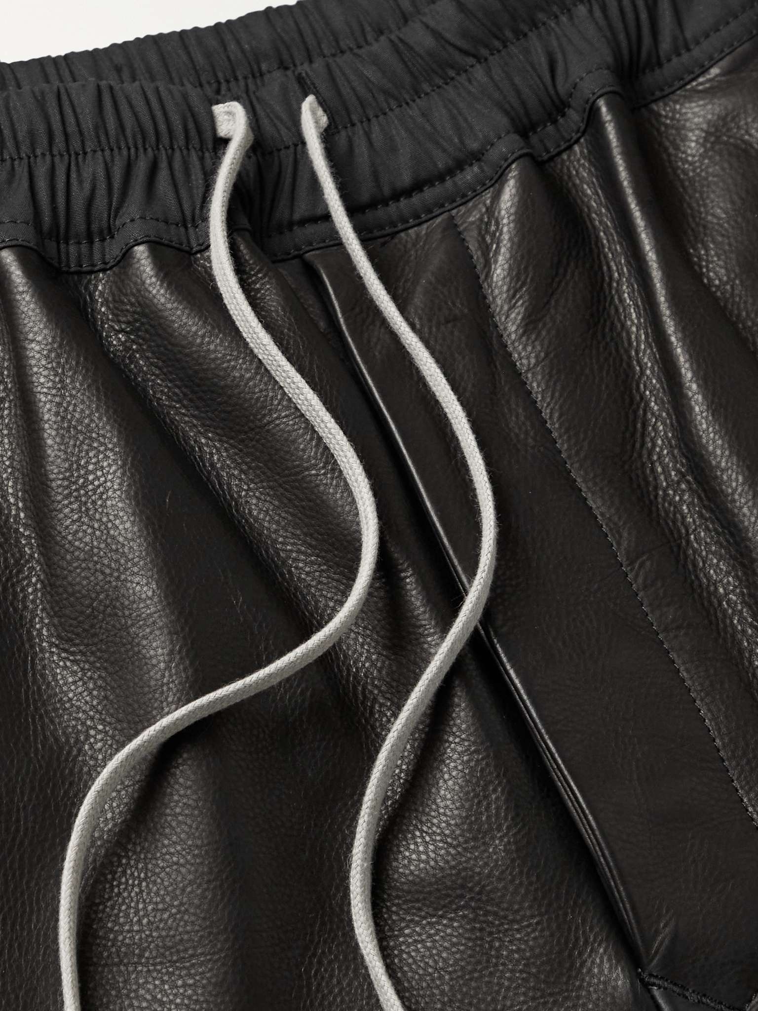 Tapered Leather Drawstring Track Pants - 3