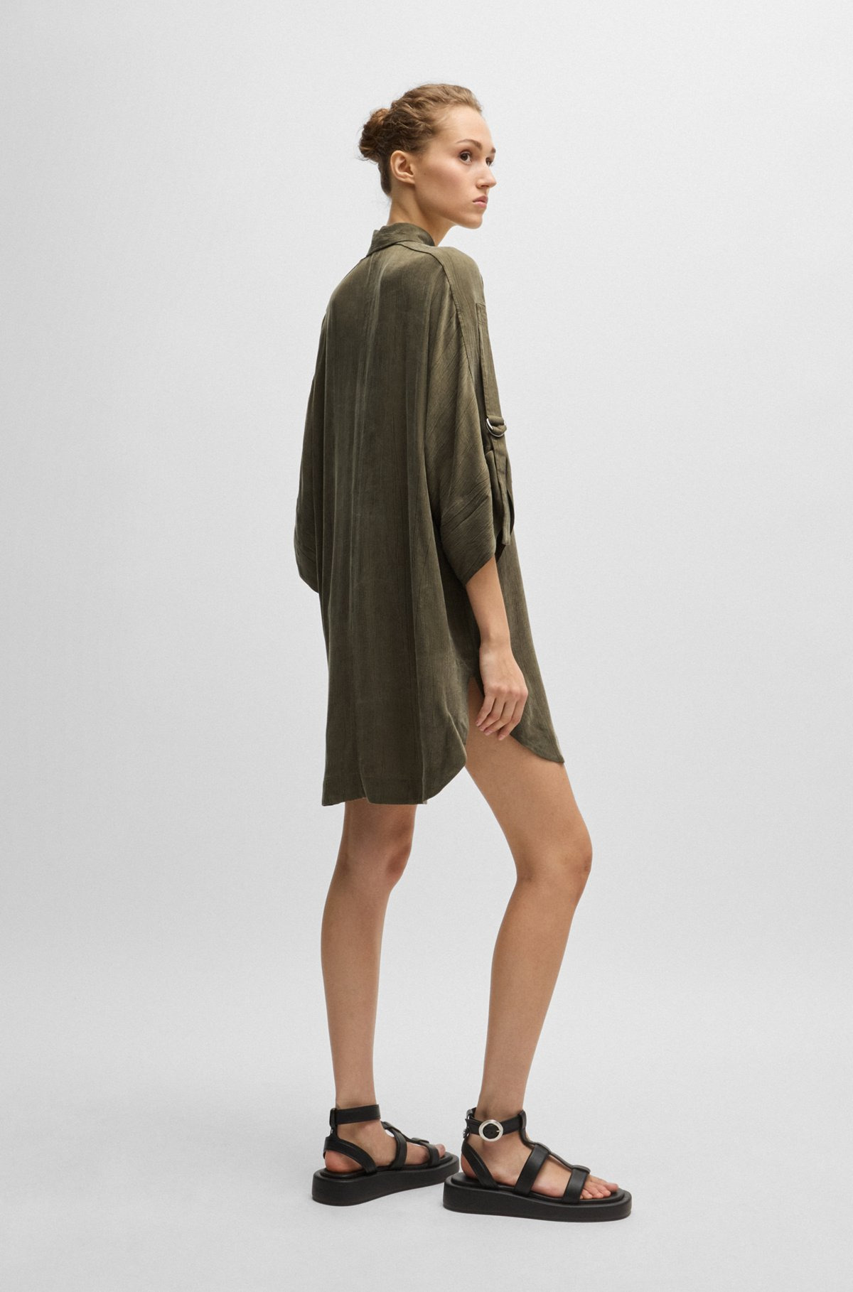 RELAXED-FIT SHIRT DRESS WITH CONCEALED CLOSURE - 5