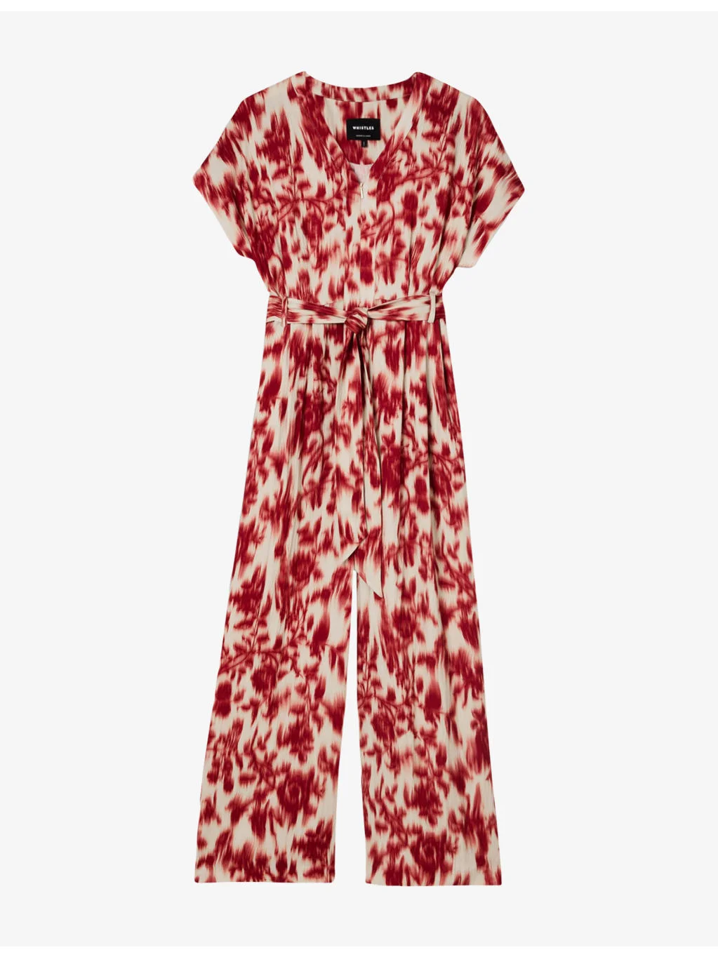 Floral Tie-Waist Woven Jumpsuit - 1