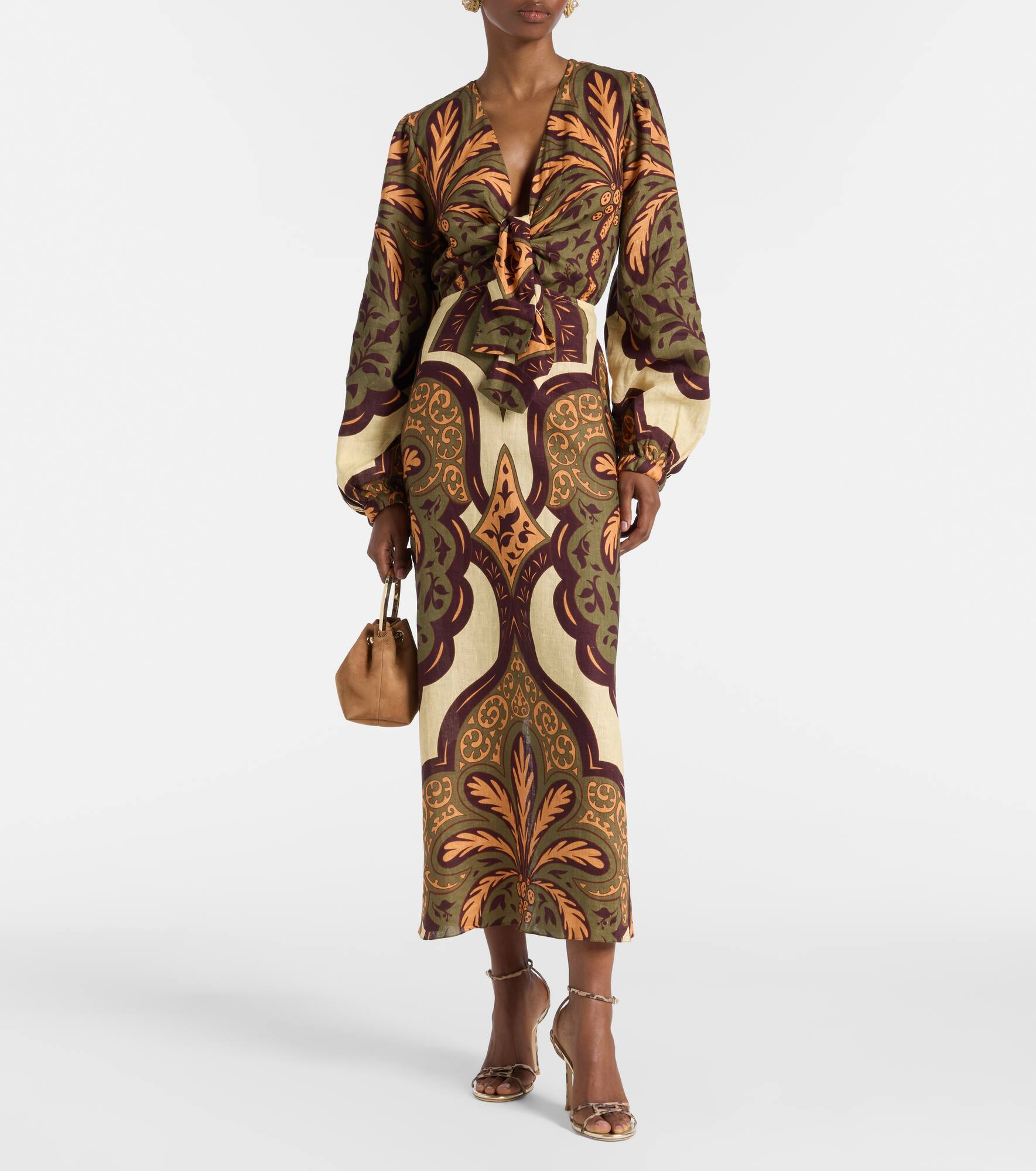 Across Paradise printed linen midi dress - 2