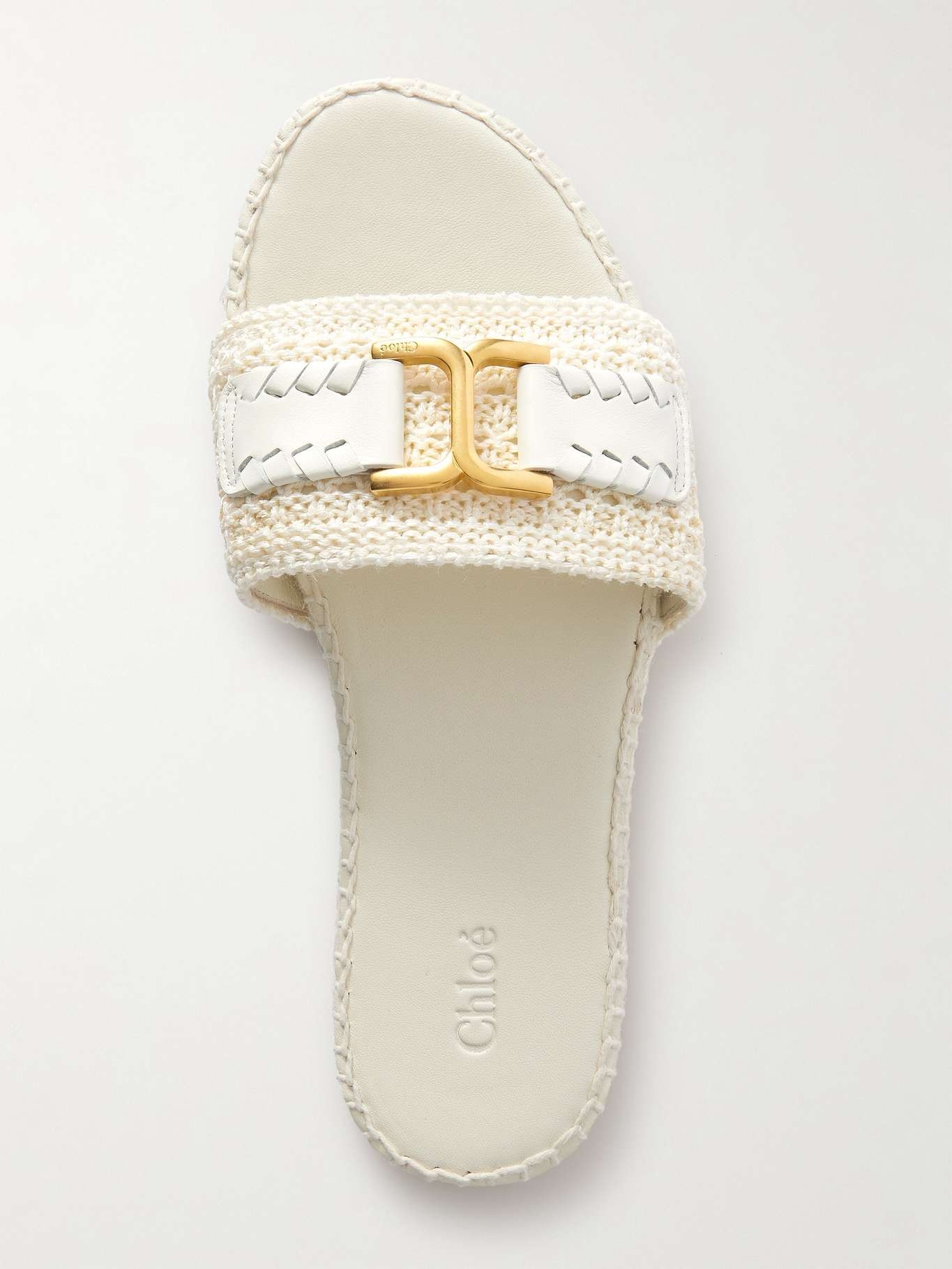Marcie leather-trimmed crocheted slides - 5