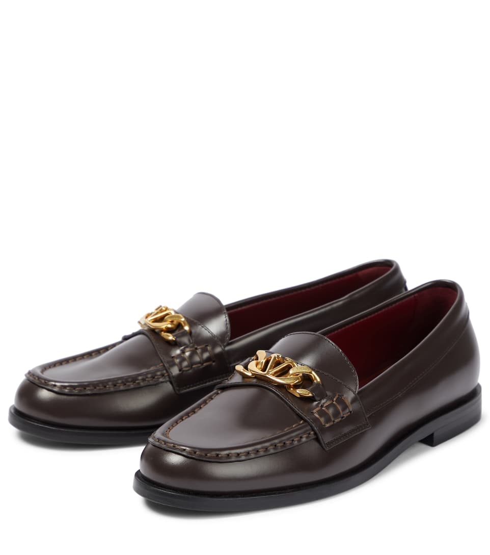 VLogo Chain leather loafers - 5