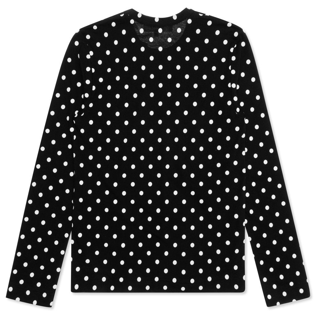 COMME DES GARCONS PLAY WOMEN'S POLKA DOT LONG SLEEVE T-SHIRT - BLACK - 2