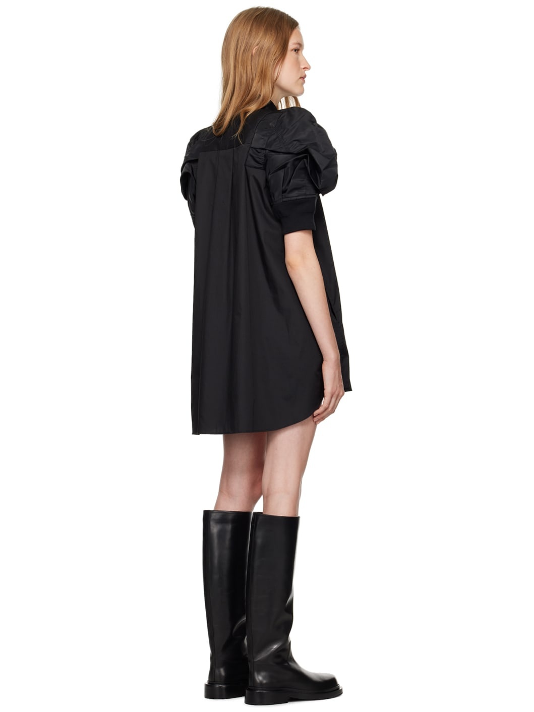 Black Puff Sleeve Mini Dress - 3