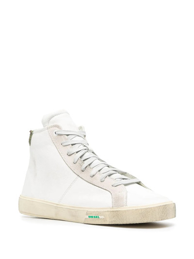 Diesel treated leather hi-top sneakers outlook