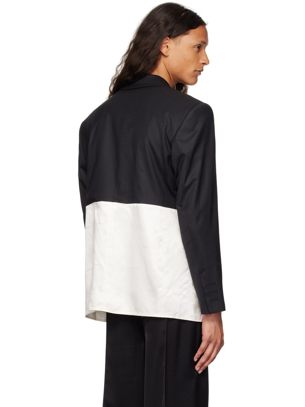 Black & Off-White Combo Classic Blazer - 3