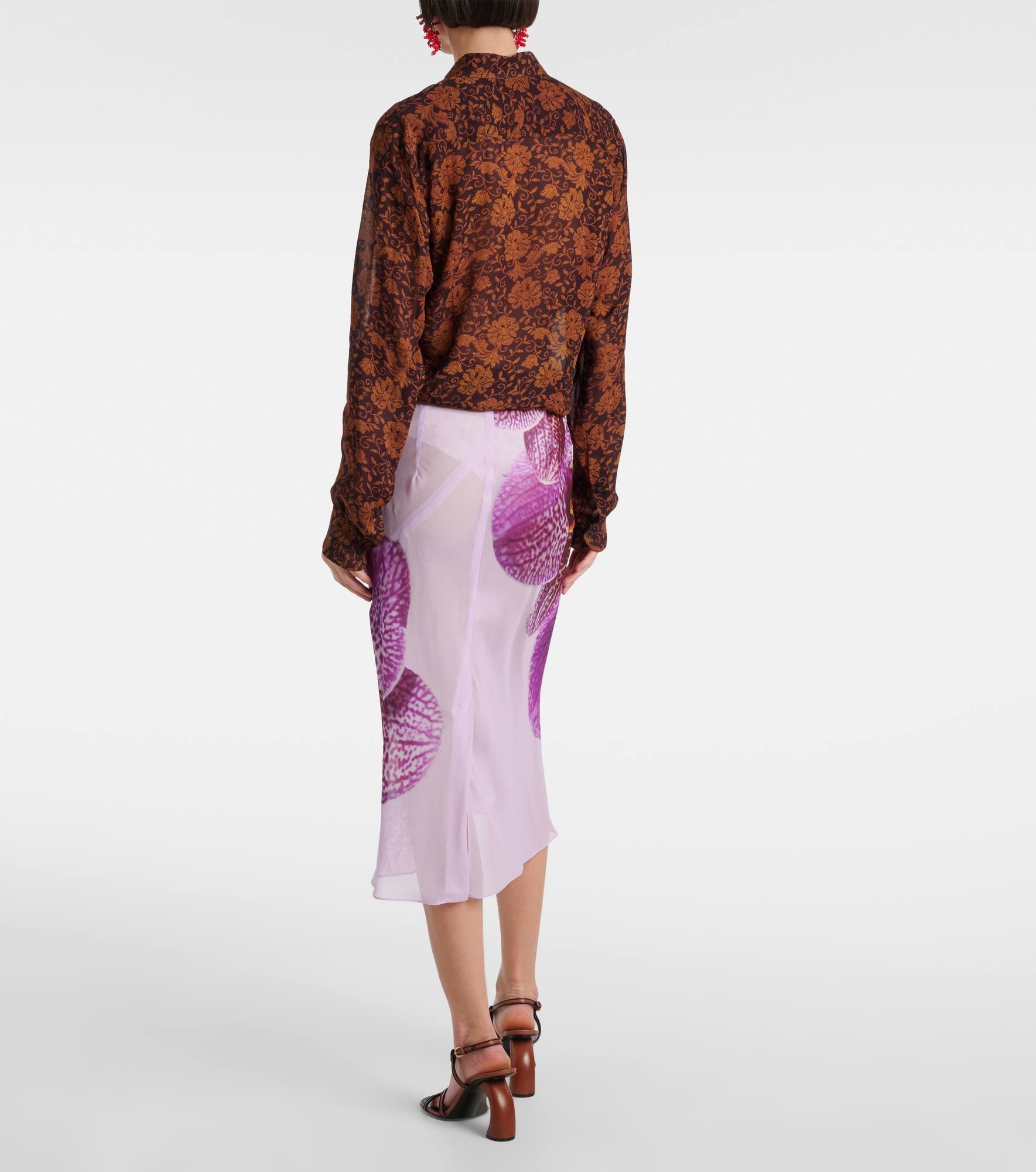 Printed silk midi skirt - 3