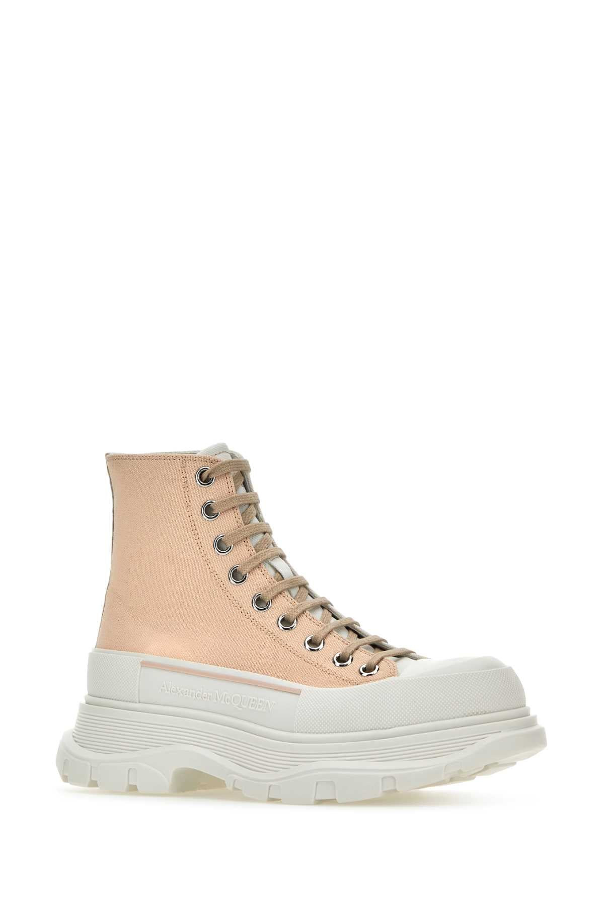 Alexander Mcqueen Women Skin Pink Canvas Tread Slick Sneakers - 2