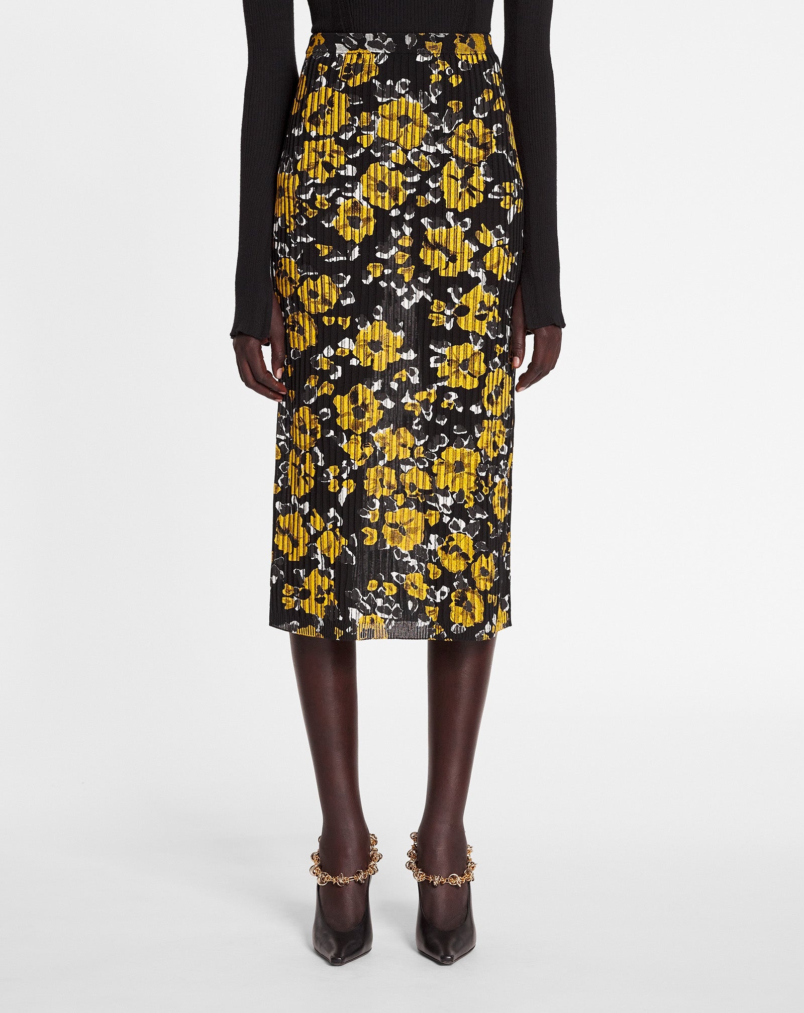 PRINTED SILK AND COTTON MIDI SKIRT - 3