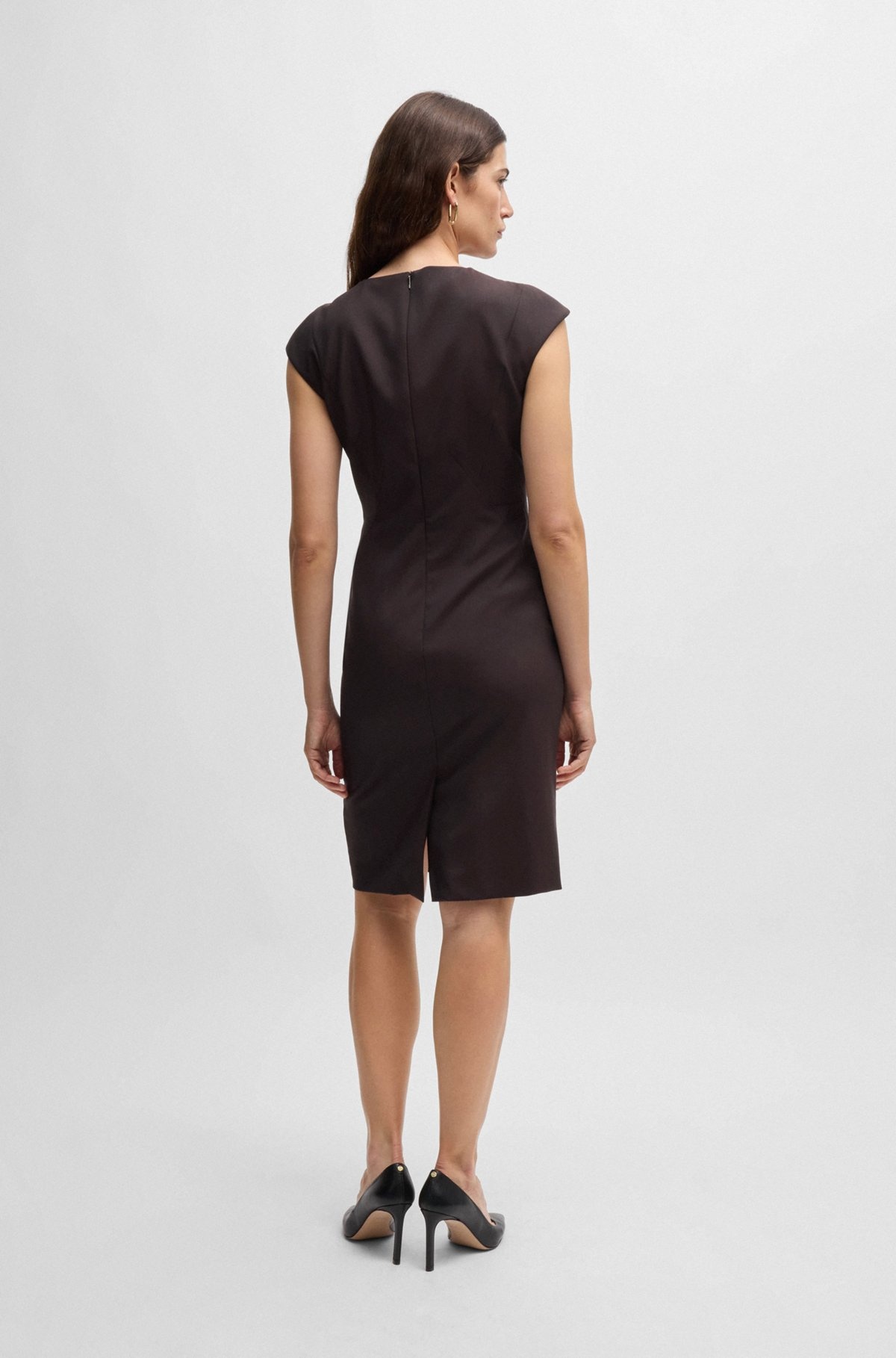 SLIM-FIT DRESS IN VIRGIN WOOL WITH CAP SLEEVES - 4