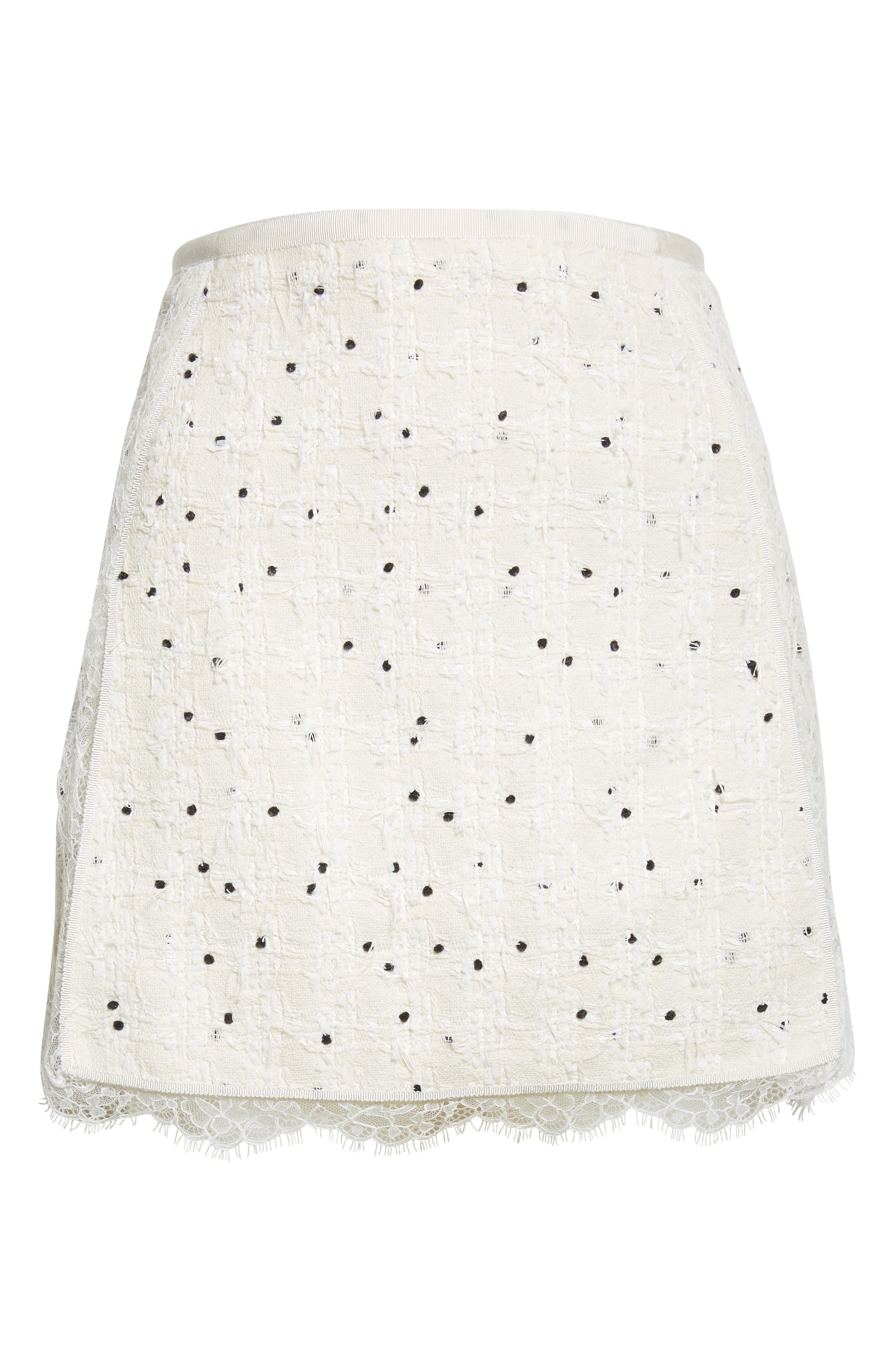 Giambattista Valli Lace Polka Dot Bouclé Skirt in Ivory at Nordstrom - 6