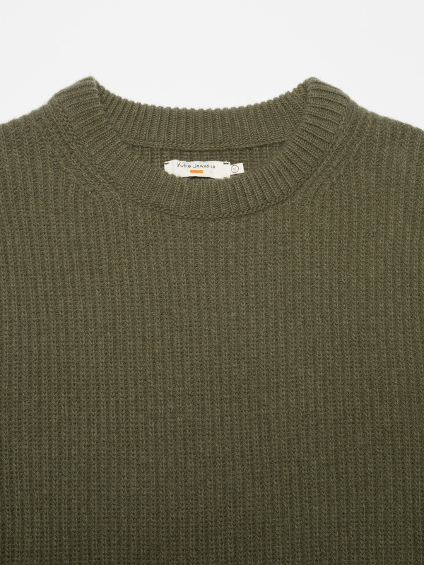 August Rib Wool Sweater Olive - 2