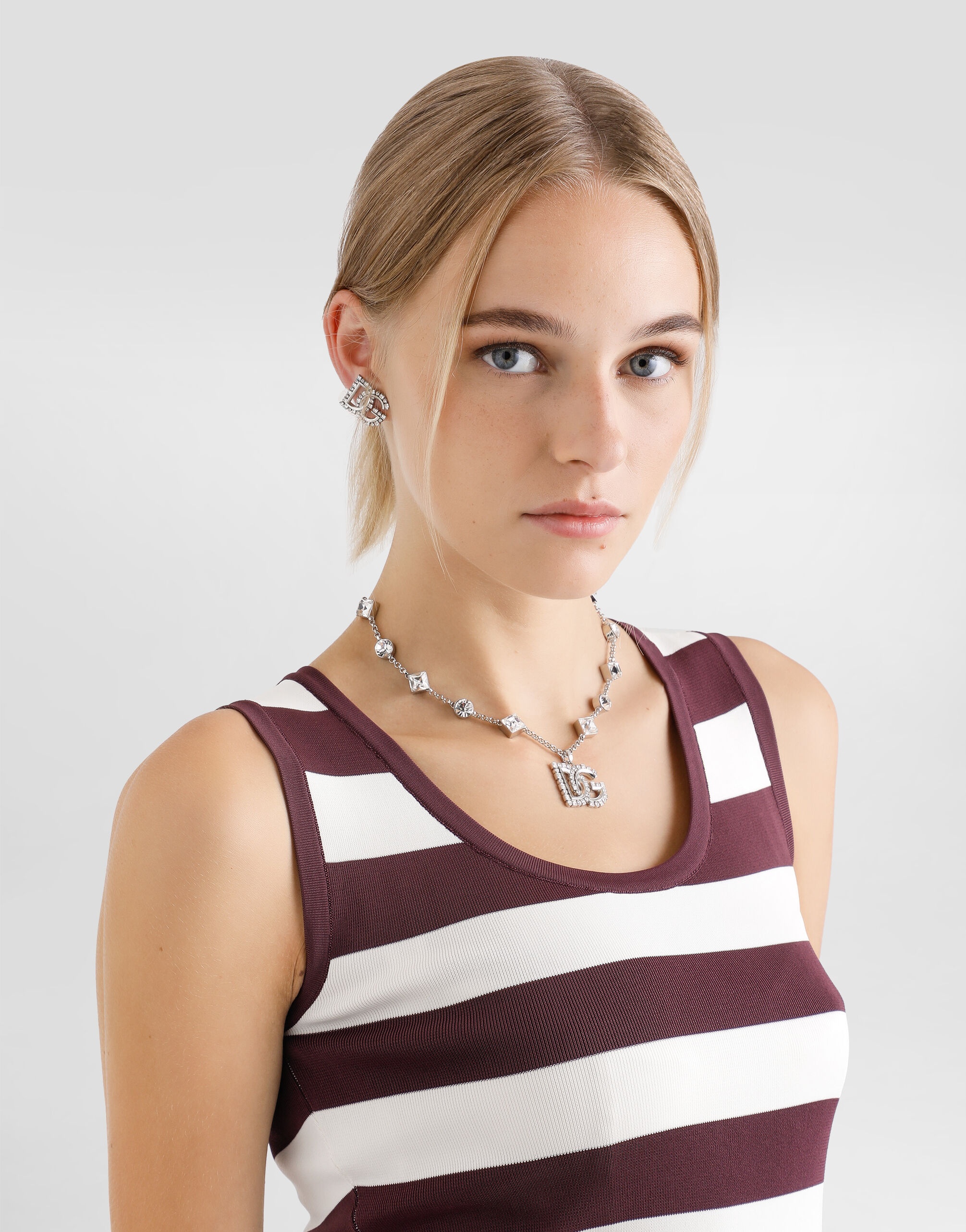 Fine link necklace with rhinestone-detailed DG logo and accents - 2