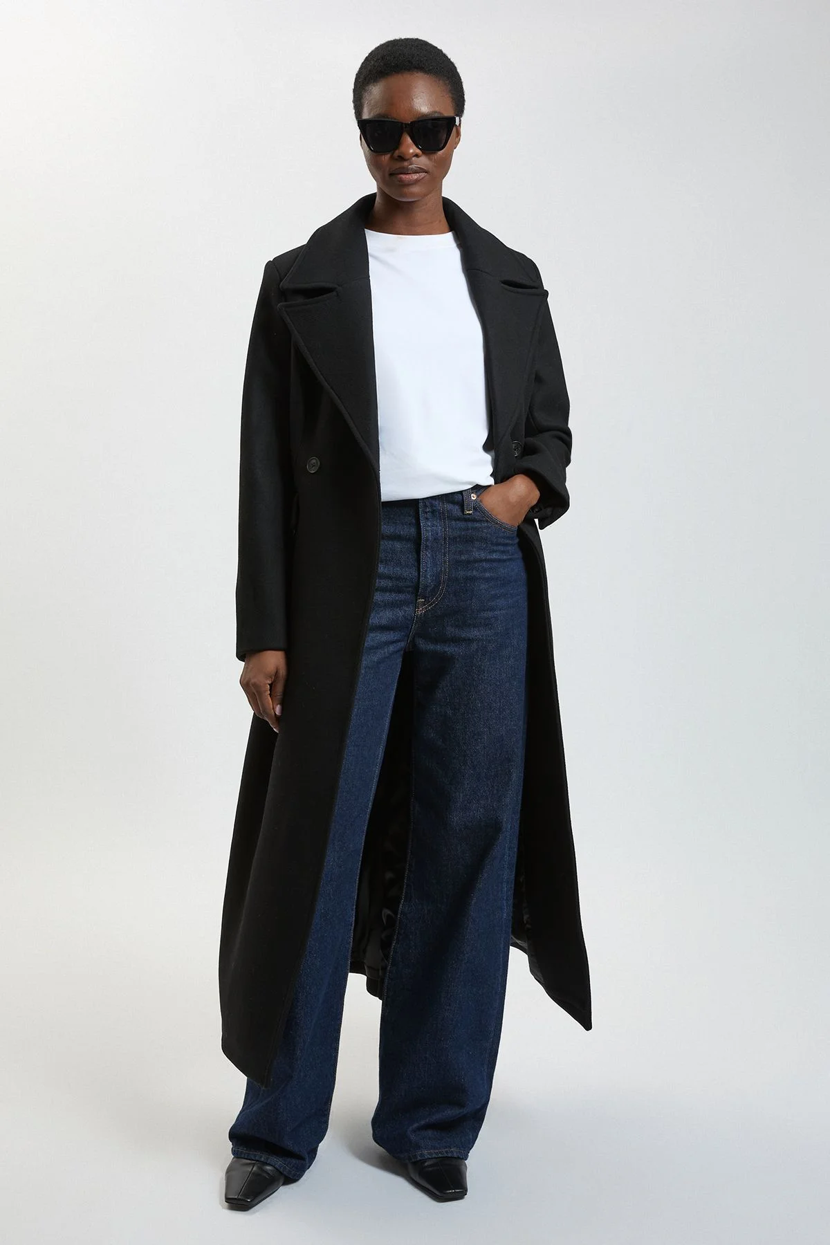 Wool Tailored Flared Skirt Midi Coat - 1