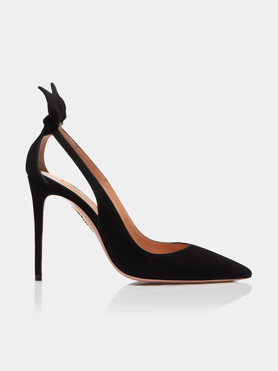 105mm Bow Suede Pumps - 1