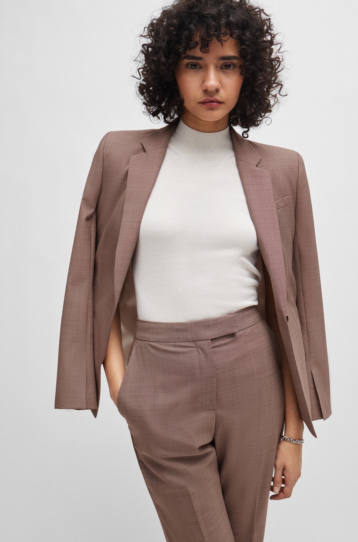 SLIM-FIT JACKET IN ITALIAN VIRGIN-WOOL SHARKSKIN - 6