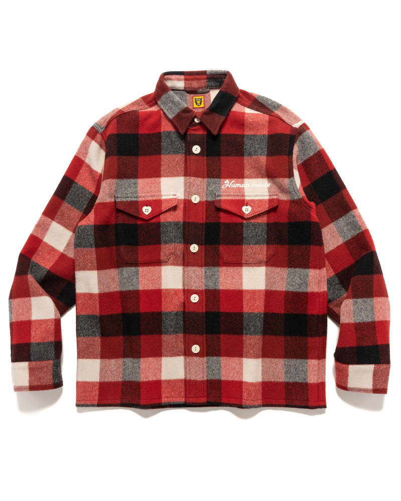 Wool Beaverblock Check Shirt Red - 1