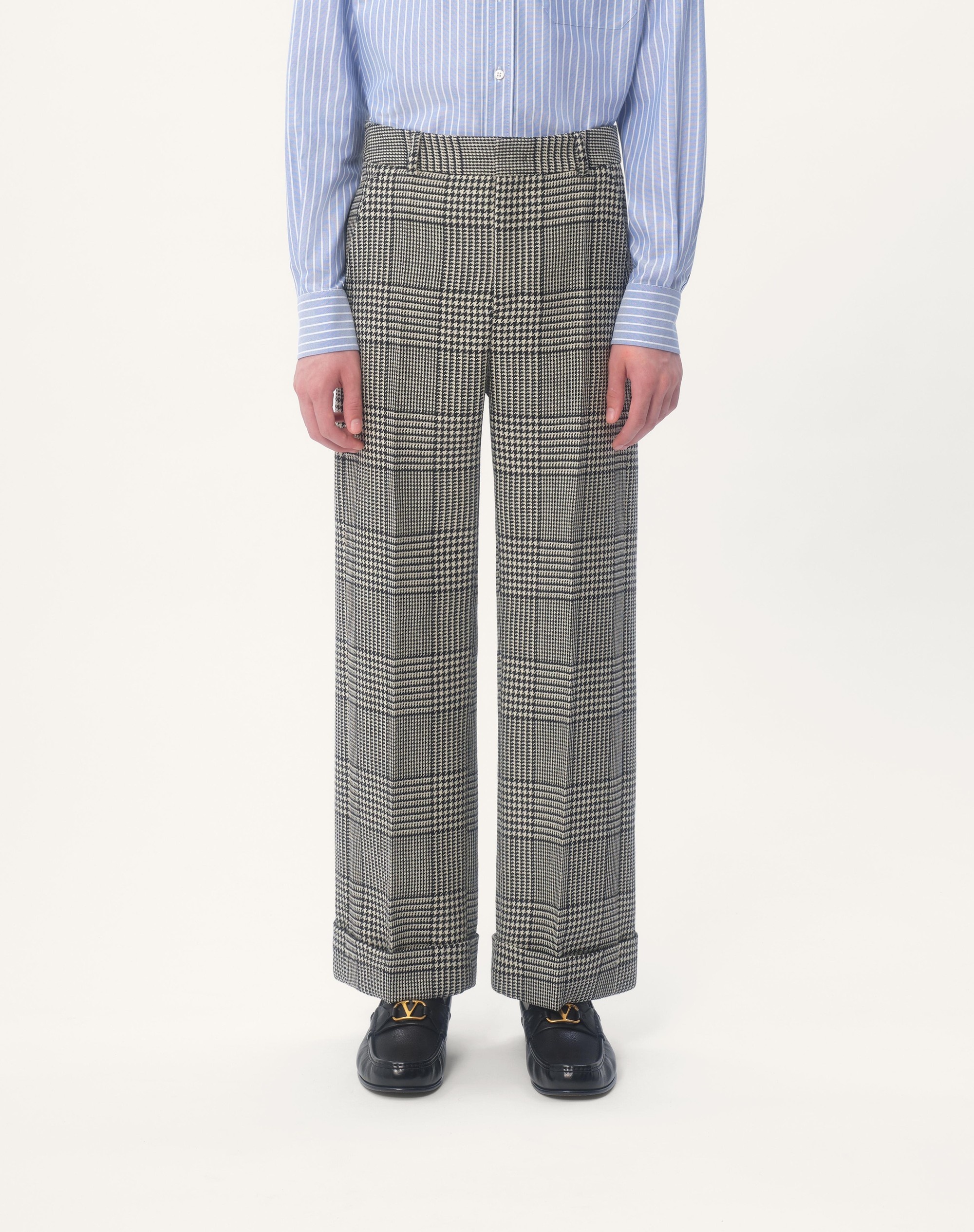 WOOL PANTS WITH TURN-UPS WITH CHECK PATTERN ON HOUNDSTOOTH - 4