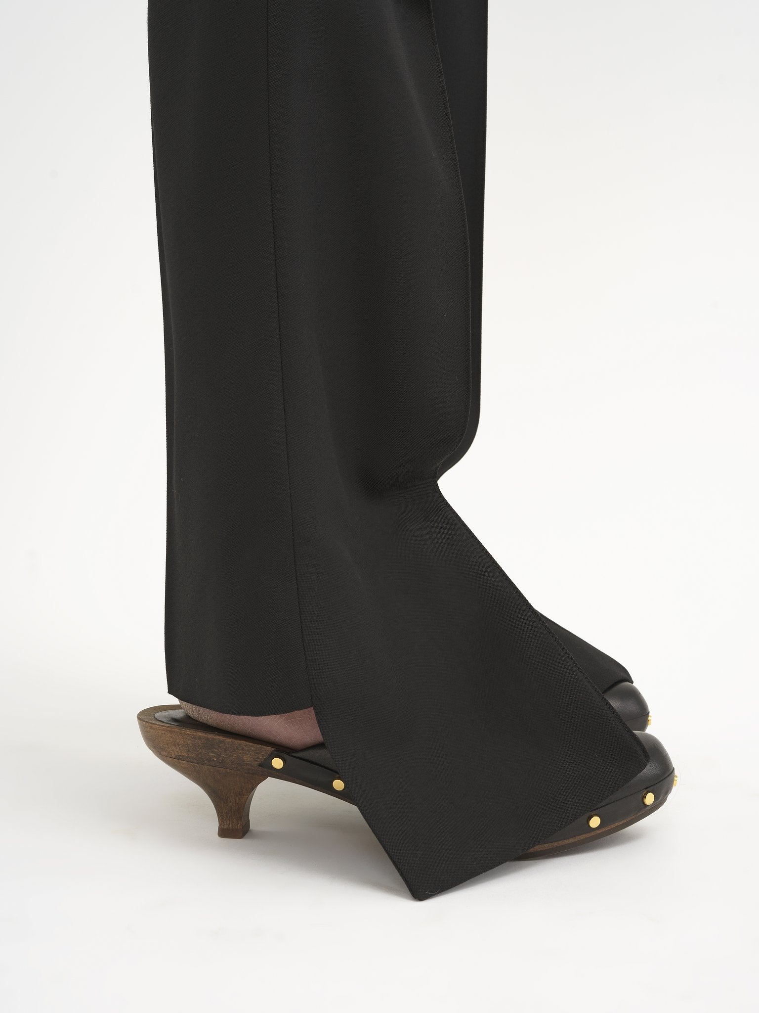 BROKEN-HEEL SLIM PANTS IN WOOL GRAIN DE POUDRE - 7