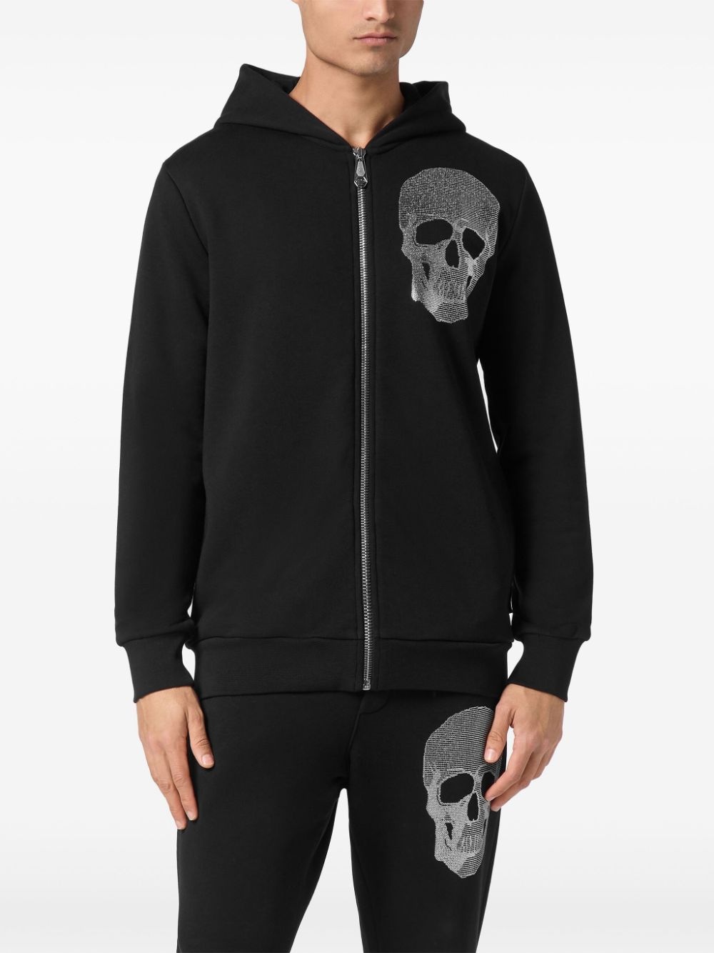 embroidered zipped hoodie - 3