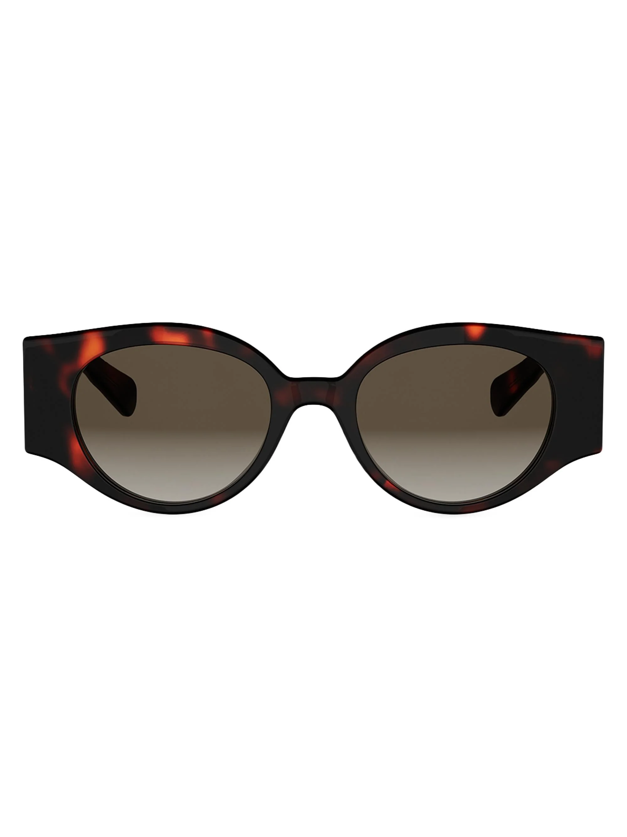 Women's Triomphe Stamp 50MM Round Sunglasses - Dark Havana Gradient Brown - 1
