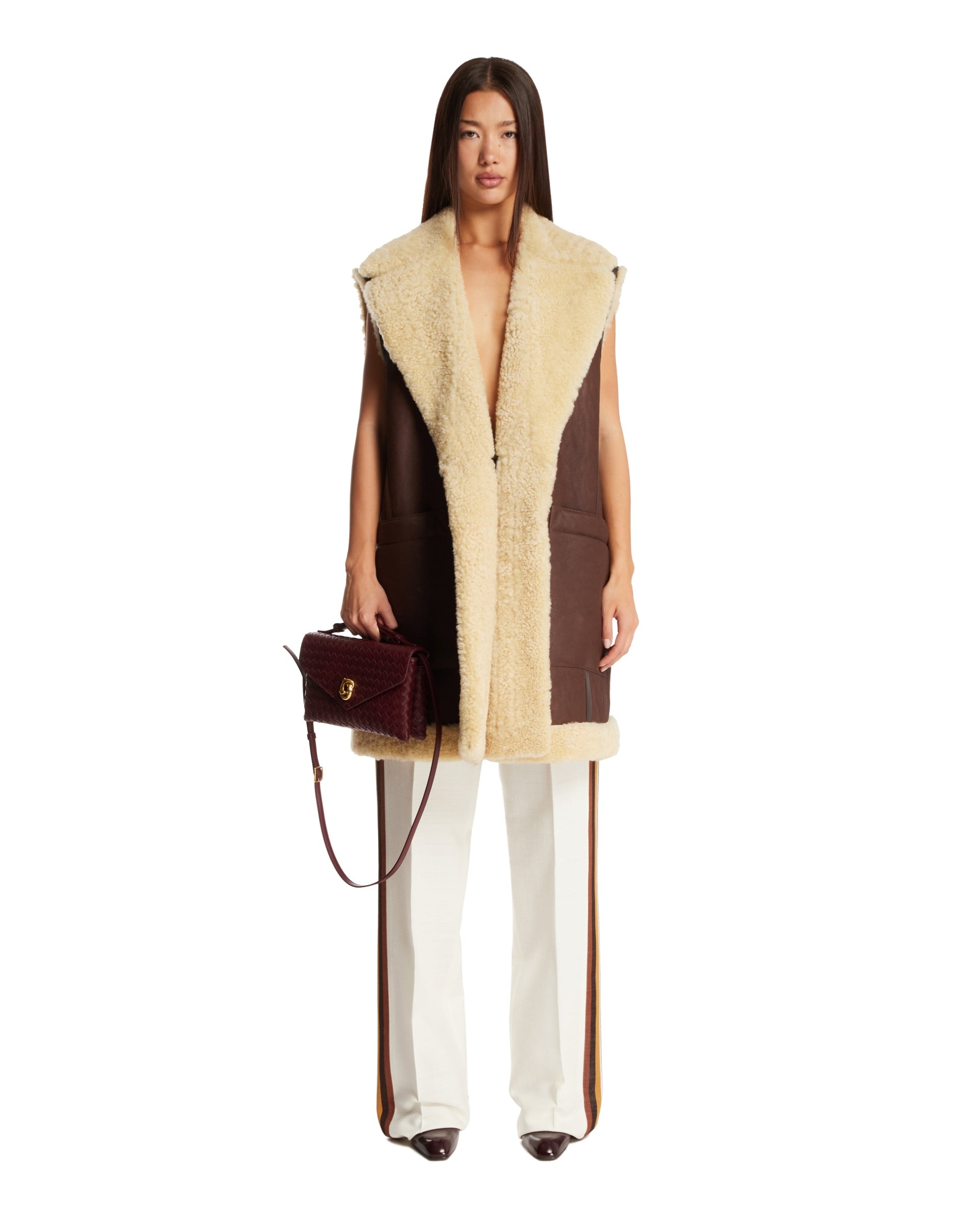 Brown Long Leather Gilet - 2