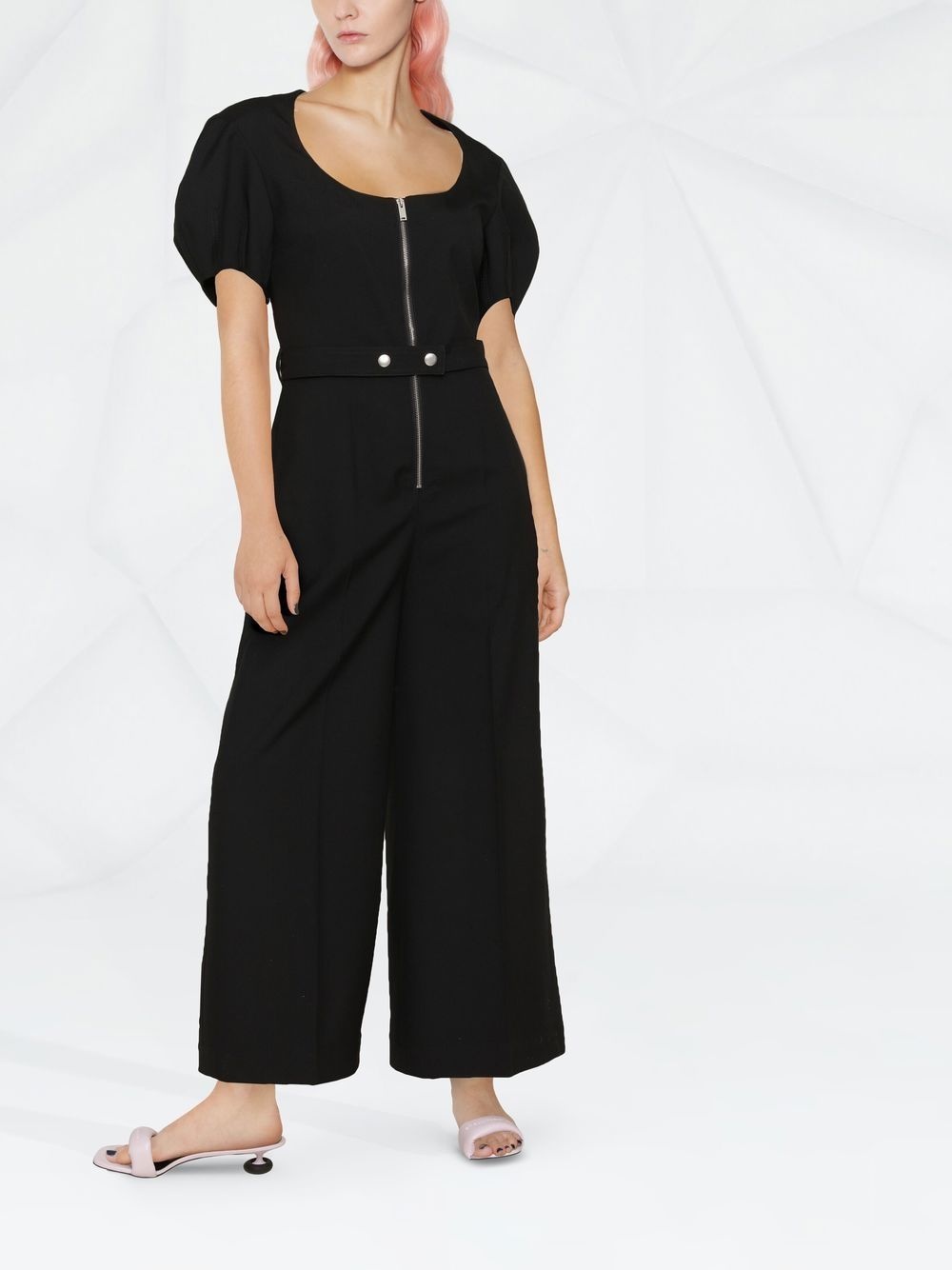 puff-sleeve zipped wide-leg jumpsuit - 2