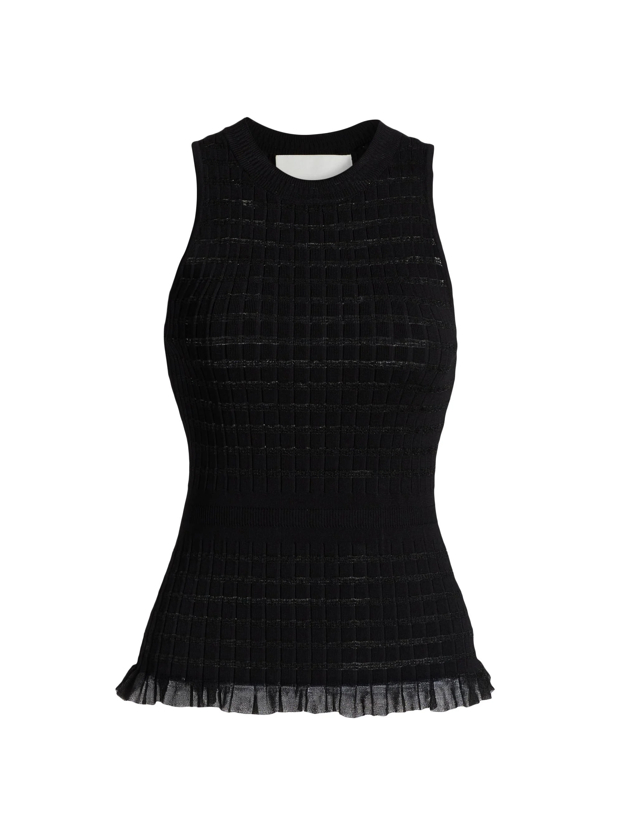 Women's Textured Knit Tank Top - Black - 1