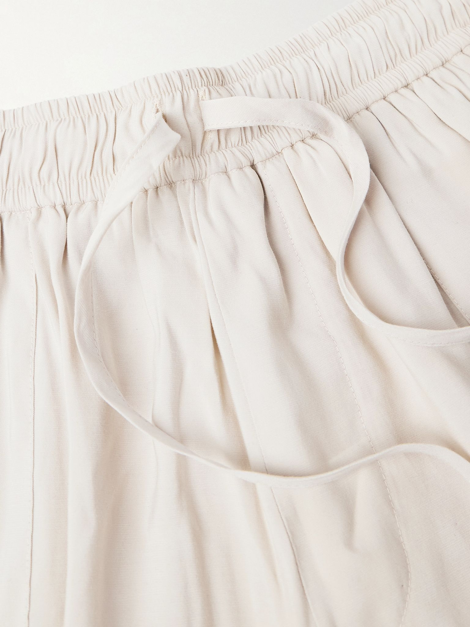Hollywood Straight-Leg Logo-Flocked Modal-Blend Drawstring Shorts Off-white - 6
