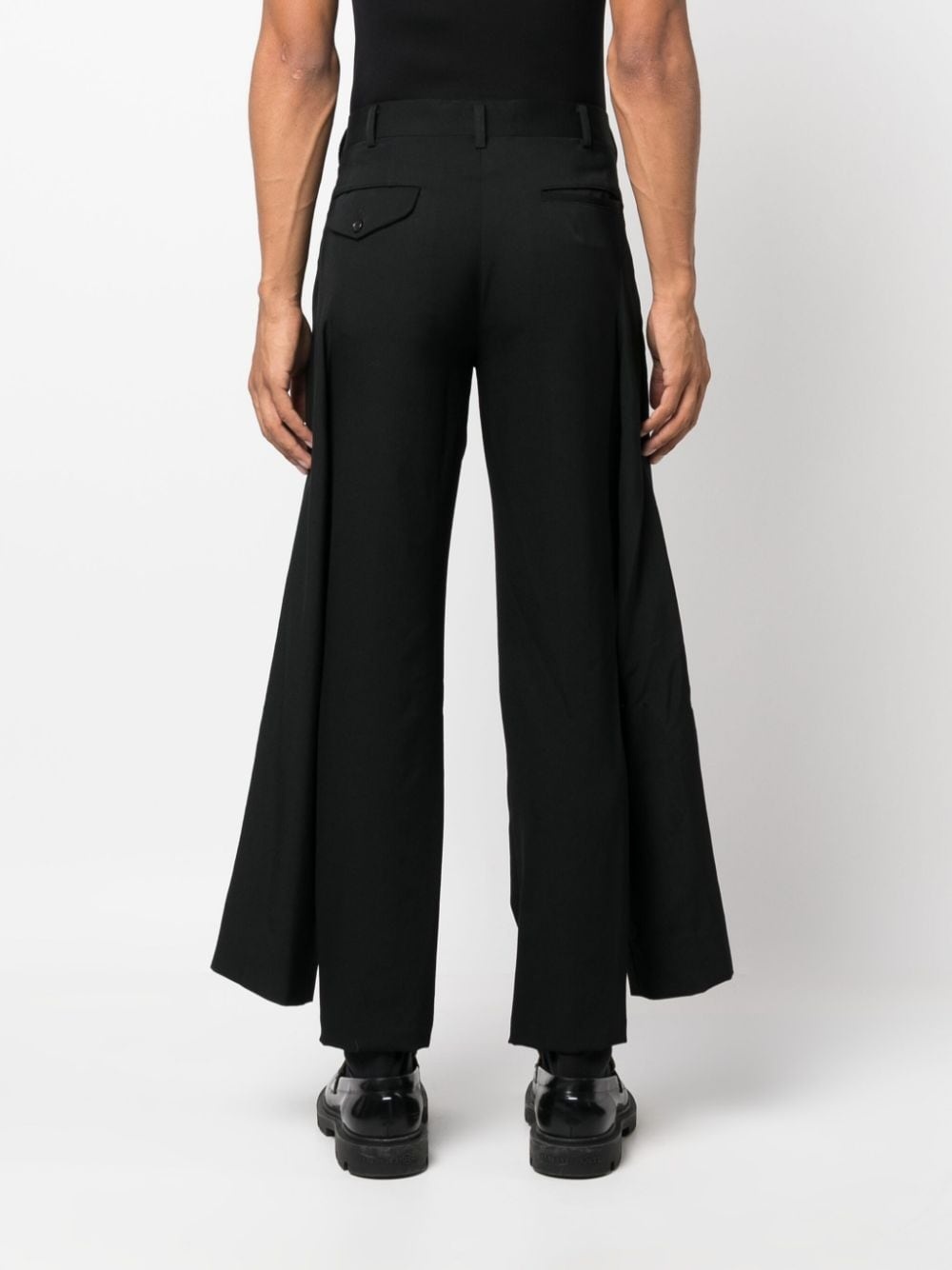 draped-panel slim-fit wool trousers - 4