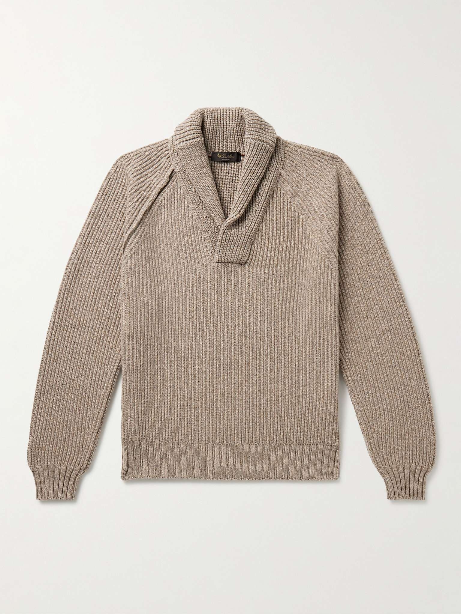 Archer Shawl-Collar Ribbed Cashmere Sweater - 1