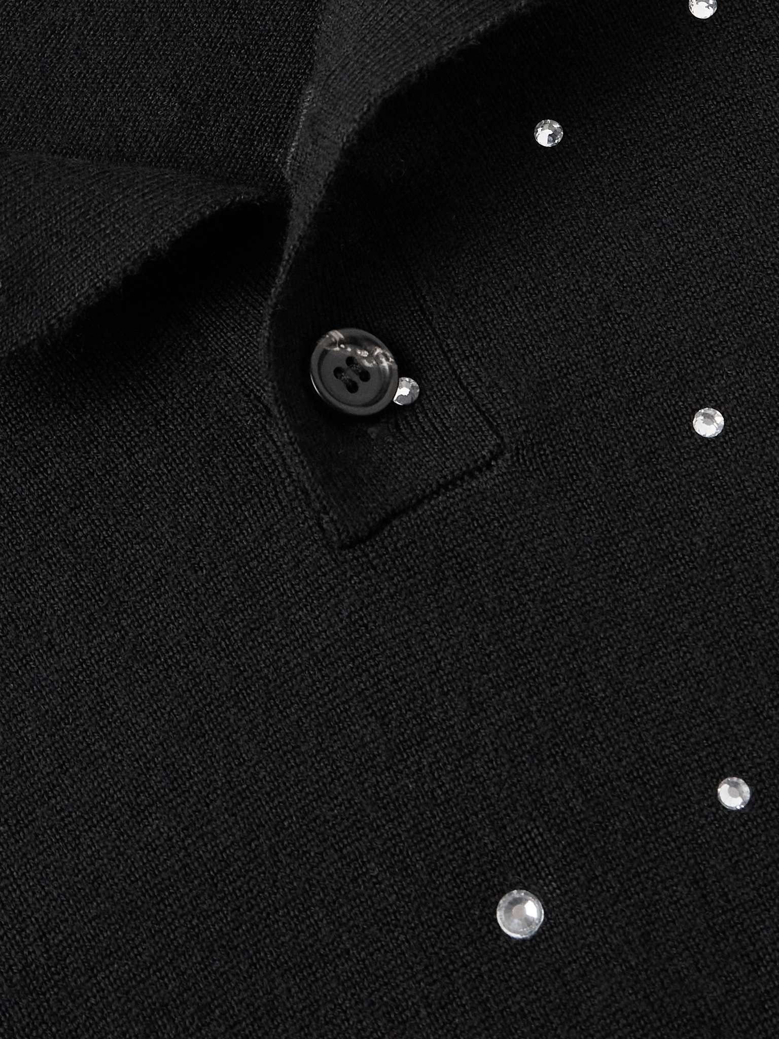 Crystal-Embellished Merino Wool Polo Shirt - 4