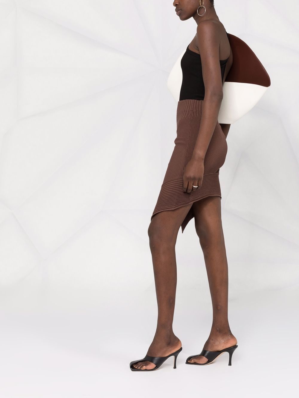 rib-knit asymmetric skirt - 6