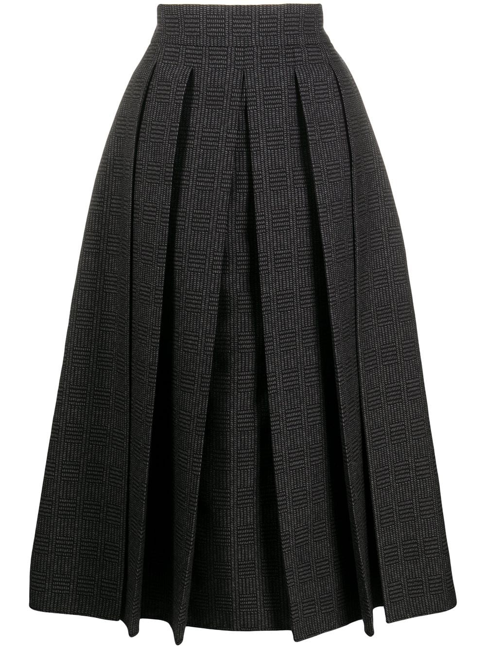 check-pattern pleated full skirt - 1