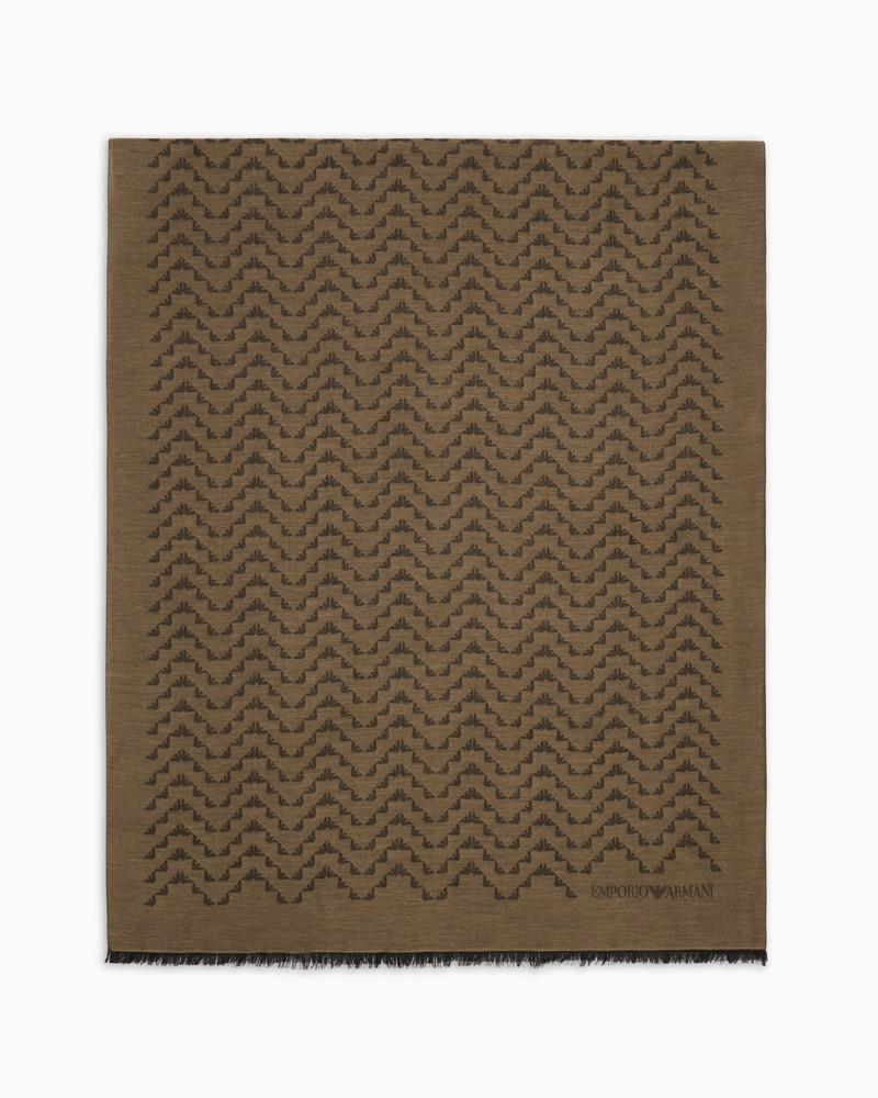 MODAL-BLEND JACQUARD STOLE WITH ALL-OVER EAGLES 1