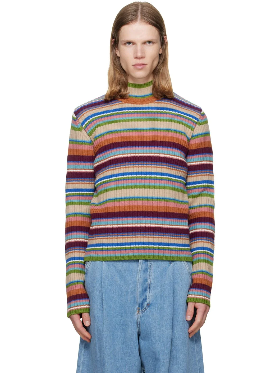 Multicolor Ribbed Wool Turtleneck - 1