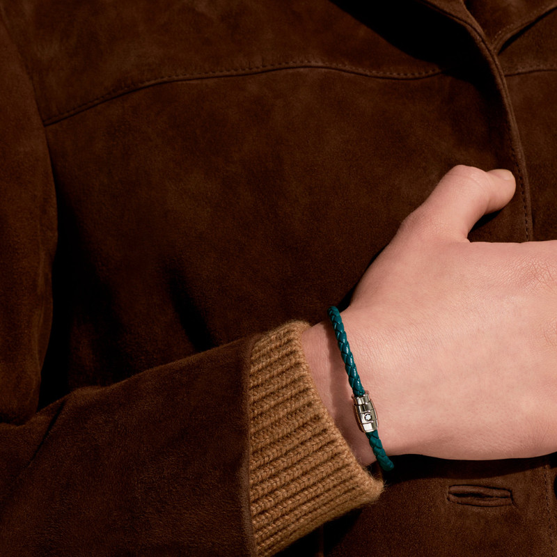 Montblanc Bracelet Steel 3 rings Meisterstück collection in cyprus blue leather outlook