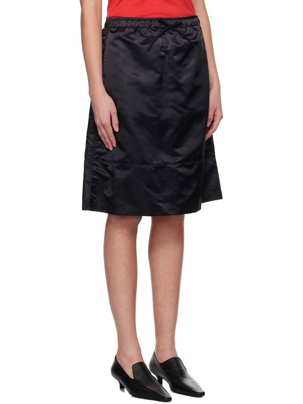 Black Nylon Midi Skirt - 2